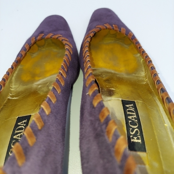 ESCADA suede  pumps, purple with rust lacing, classic. Trophy Vintage! 40 EUC - Picture 6 of 17